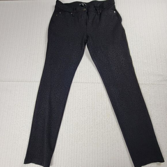 Eileen Fisher Black‎ Filigree Print Skinny Pants Women's Size 6 Petite - Picture 1 of 10